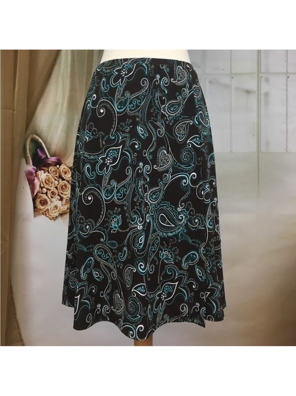 GEORGE Brown Paisley Print Skirt S
